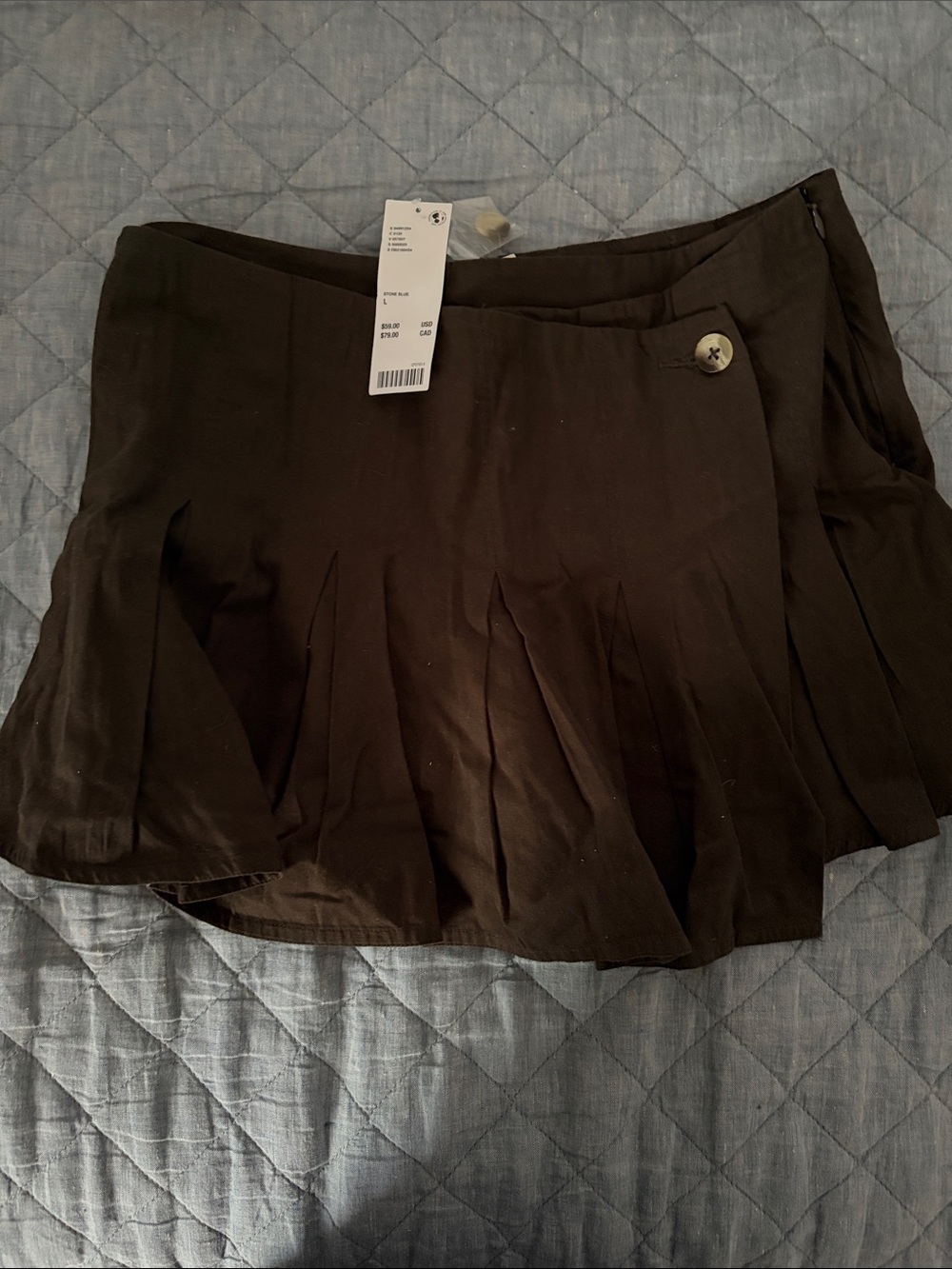 Urban Outfitters Black Pleated Mini Skirt with Side Button